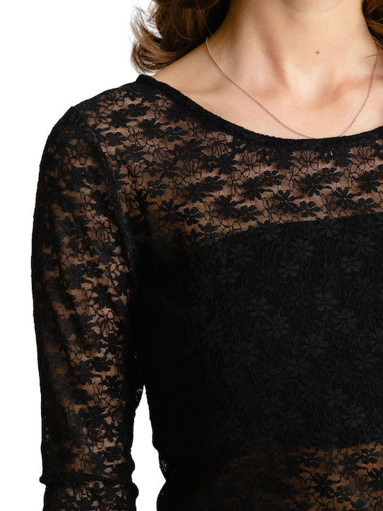 Damen Bluse Langärmelig Schwarz