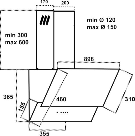 MultiHome MH-6604 Șemineu Hotă 90cm Alb
