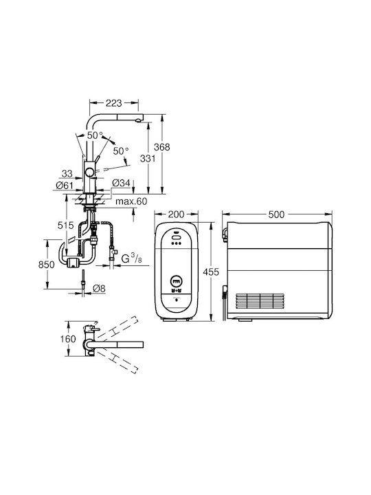 Grohe Home Μπαταρία Κουζίνας Πάγκου Μπλε