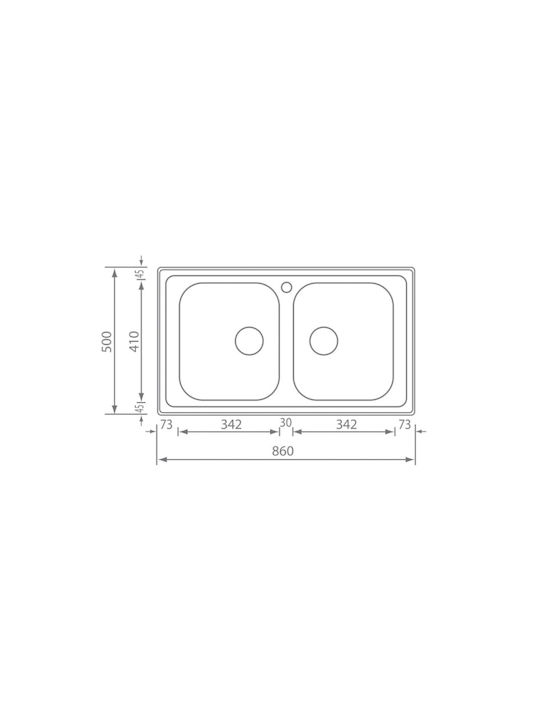 Sanitec Drop-In Spüle Inox Matt B86xT50cm Silber