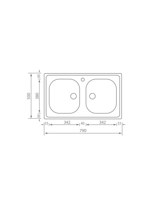 Sanitec Ένθετος Νεροχύτης Inox Σατινέ Μ79xΠ50cm Ασημί