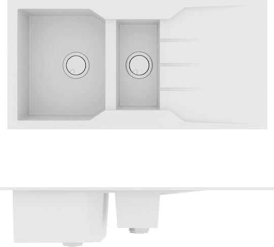Sanitec Ultra Granite 802 Ένθετος Αριστερός από Συνθετικό Γρανίτη Μ100xΠ50cm