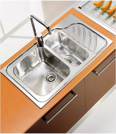 Sanitec Eureka Drop-In Küchenspüle Rechts Inox Satinierte M86xB51cm Silber