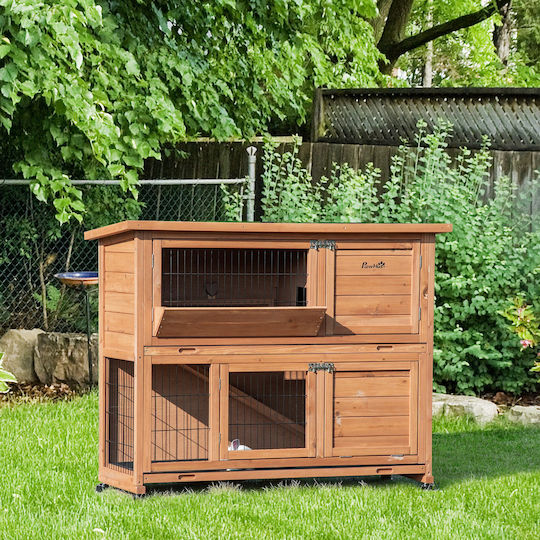 Pawhut D51-315 Holzkäfig für Kaninchen 122cmx50cmx101cmcm.