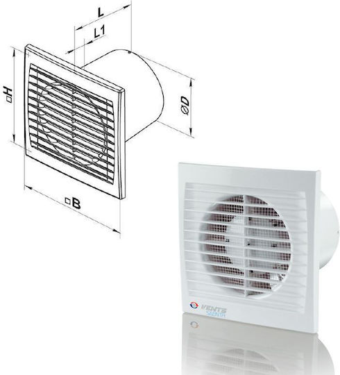 Vents 125 STH Wall-mounted Ventilator 125mm White