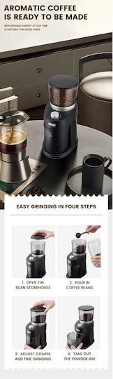 Elektrische Kaffeemühle 120W mit Getreidekapazität 180gr Schwarz