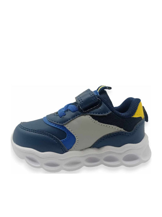 Παιδικά Sneakers με Σκρατς & Φωτάκια Μπλε