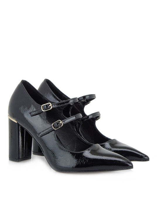 Exe Black Heels with Strap