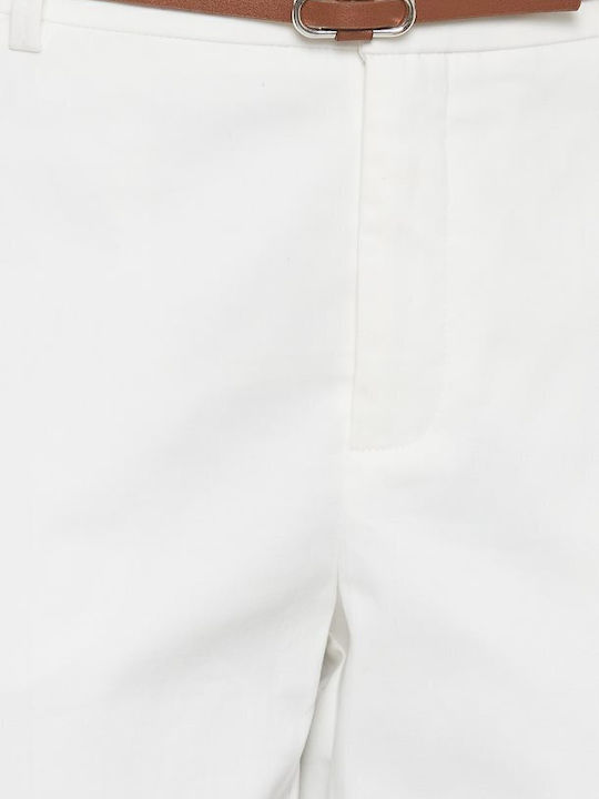 Dama Pantaloni Chino cu Croială Normală Alb