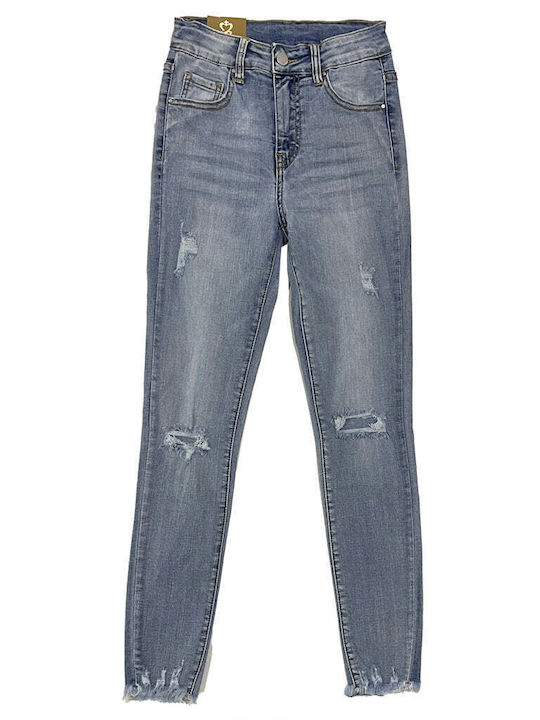 Γυναικείο Jean Παντελόνι με Σκισίματα σε Skinny Εφαρμογή