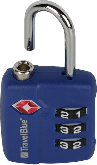 Travel Blue Padlock Brass Combination with TSA Certification Blue 1pcs