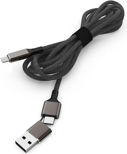 Smrter USB 2.0 Cable USB-C male - USB-A / USB-C 60W Μαύρο 1m