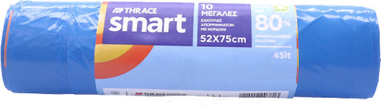 Smart Trash Bags Capacity 45lt with Drawstring 52x75cm 10pcs Blue