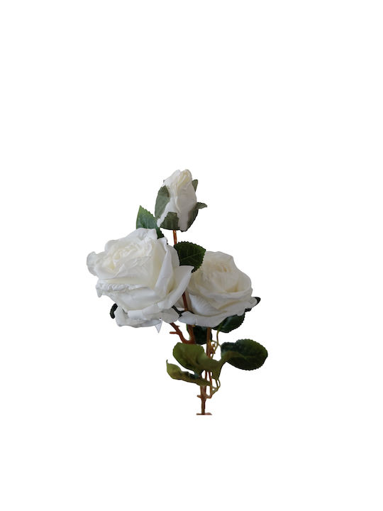 Buchet din Flori Artificiale Trandafir White 58cm 1buc