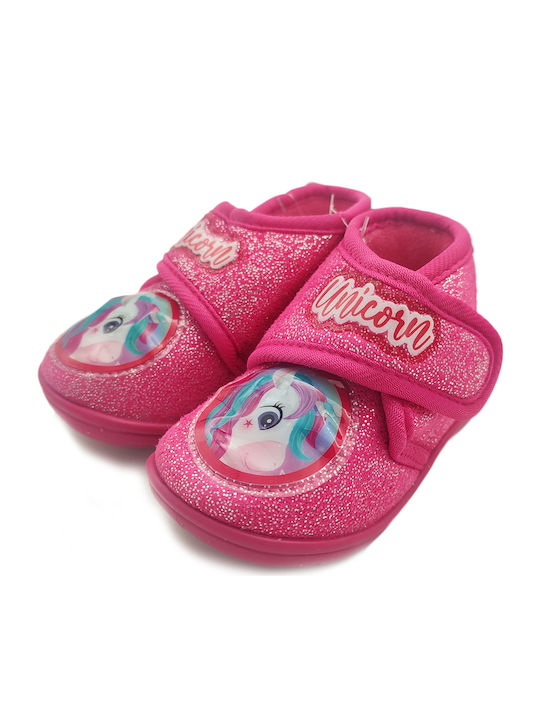 Disney Girls Closed-Toe Bootie Slippers Fuchsia