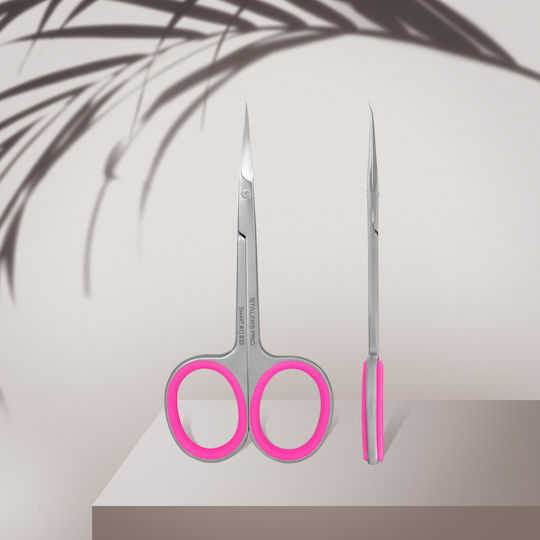 Staleks Pro Smart Stainless Nail Scissors with Curved Tip for Cuticles Fuchsia 72921 1 Piece