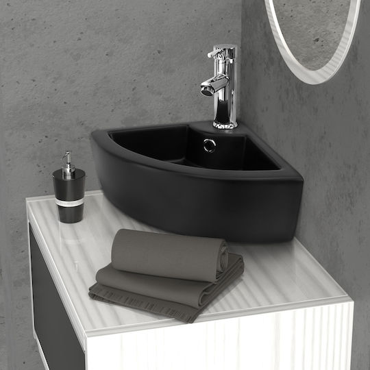 ML-Design Стенен Надеждна мивка Керамика 46x33x13см Черна керамика