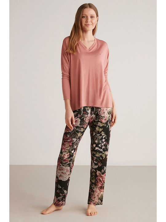 Penye Mood Winter Damen Pyjama-Set Rosa