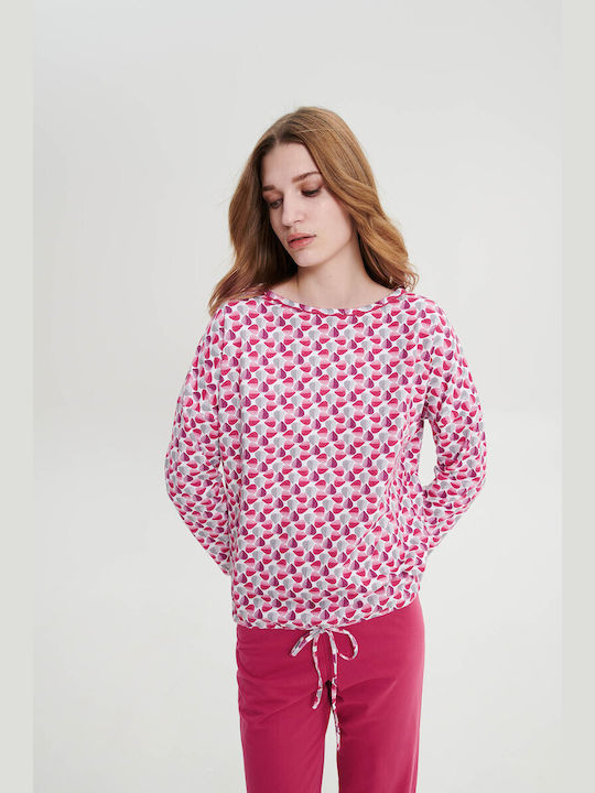 Vamp Winter Damen Pyjama-Set Baumwolle Rosa