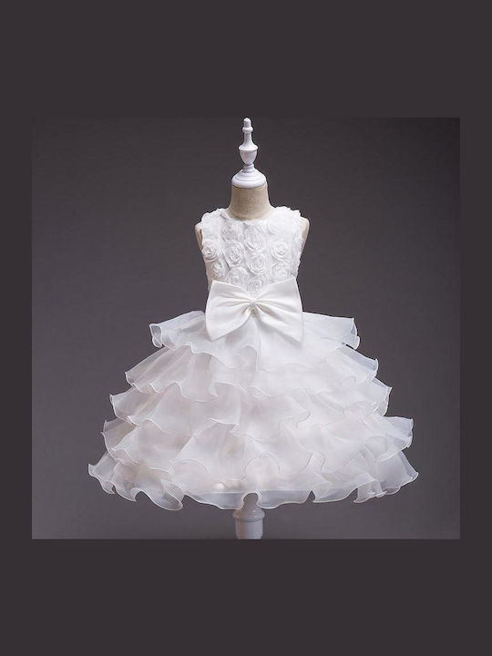 Kinderkleid Ärmellos Tüll Für Blumenmädchen Weiß