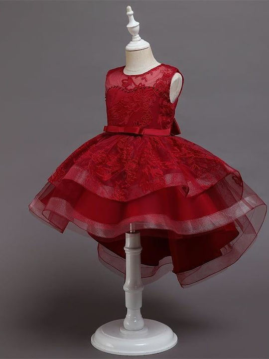 Girls Dress Sleeveless Tulle Set with Accessories Red