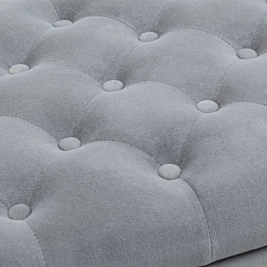 Bench Stool With Storage Space Upholstered In Gray Velvet 126x48.5x57cm