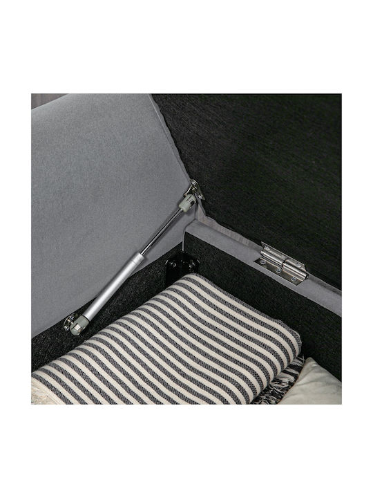 Bench Stool With Storage Space Upholstered In Gray Velvet 126x48.5x57cm
