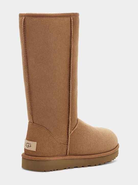 Suede Snow Boots with Rubber Classic Tabac Brown
