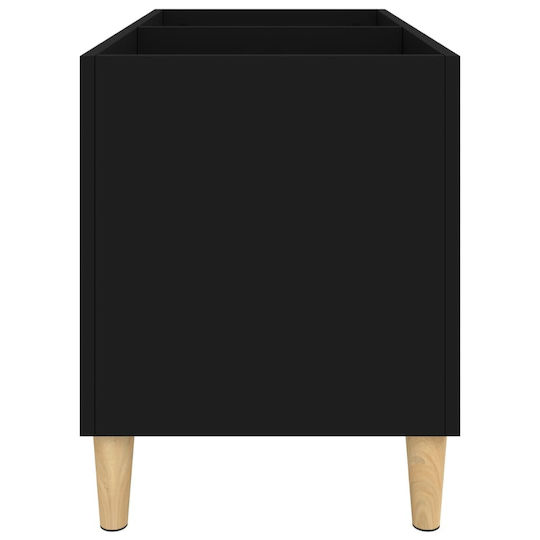 vidaXL Record Furniture from Processed Wood Hi-Fi Furniture Black with Brown Legs 74.5x48x38cm