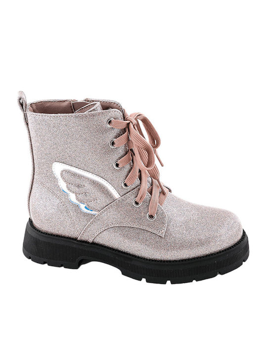 Kinderstiefel aus Lackleder mit Reißverschluss Rosa
