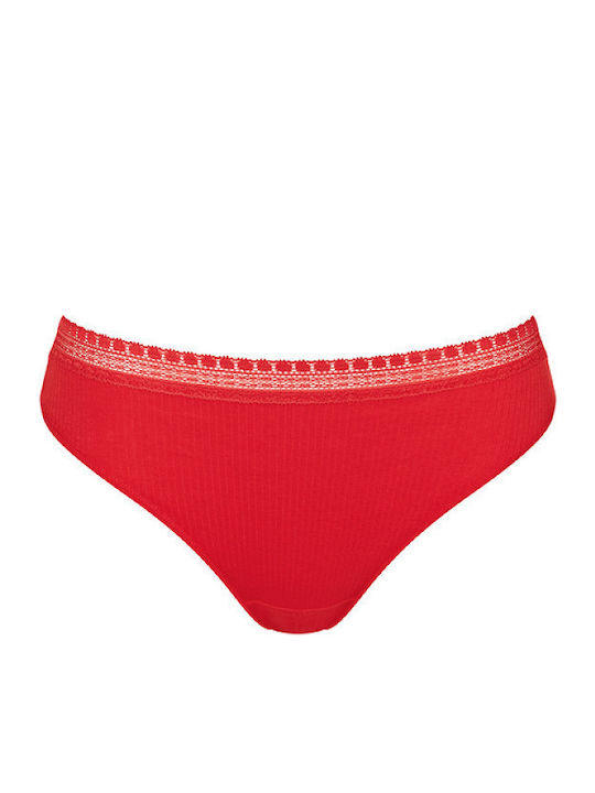 Go Ribbed H Tai Βαμβακερά Γυναικεία Slip 2Pack Κόκκινα