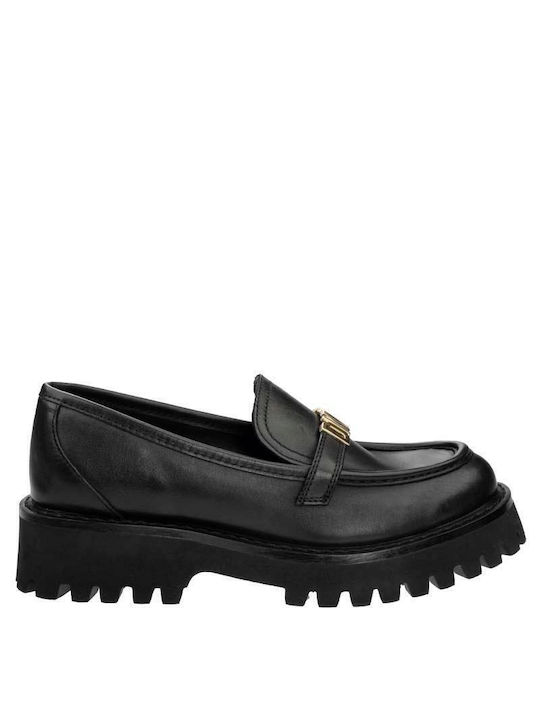 Ronnie Leder Damen Mokassins in Schwarz Farbe