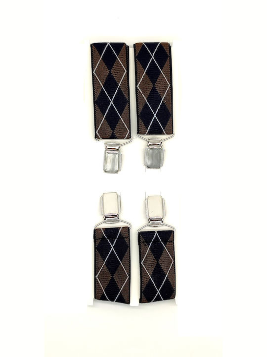 BRĂȚĂRI PLAID ALBASTRU PORTOCALIU CU DETALII ALBE 3.5CM TR26