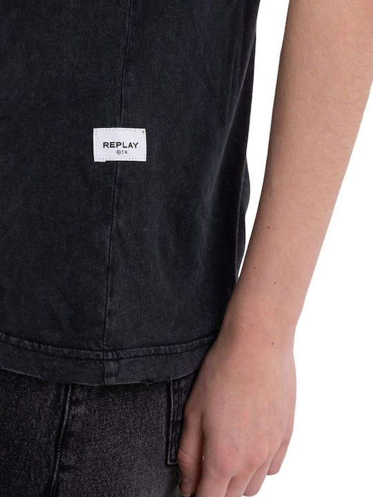 Damen Bluse Baumwolle Kurzärmelig Schwarz