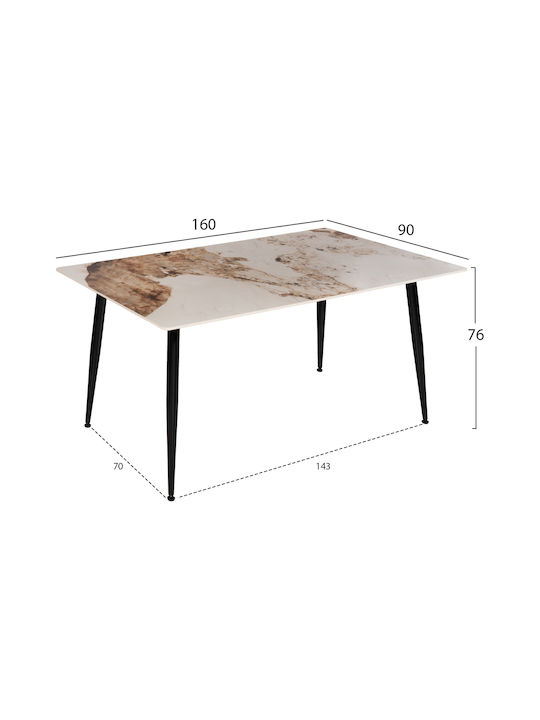 Table Dining Room with Stone Surface Gray 160x90x76cm
