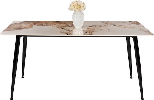 Table Dining Room with Stone Surface Gray 160x90x76cm