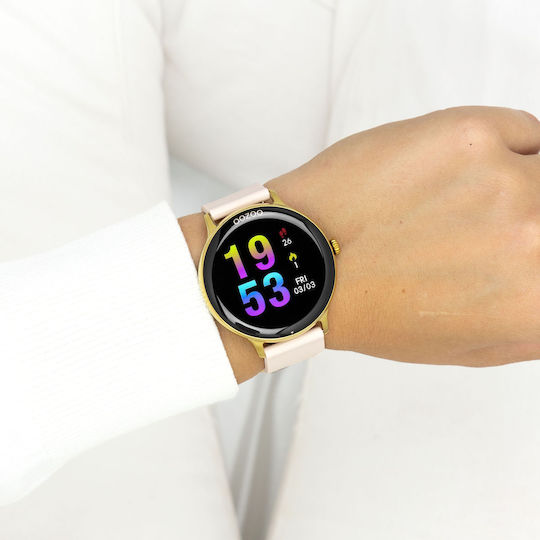 Oozoo Q00131 45mm Smartwatch με Παλμογράφο (Ροζ Χρυσό)