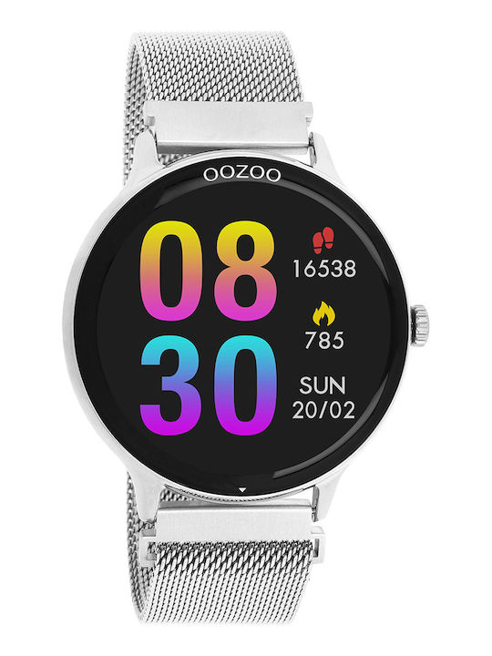 Oozoo Q00135 45mm Smartwatch με Παλμογράφο (Ασημί)