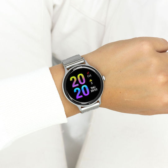 Oozoo Q00135 45mm Smartwatch με Παλμογράφο (Ασημί)