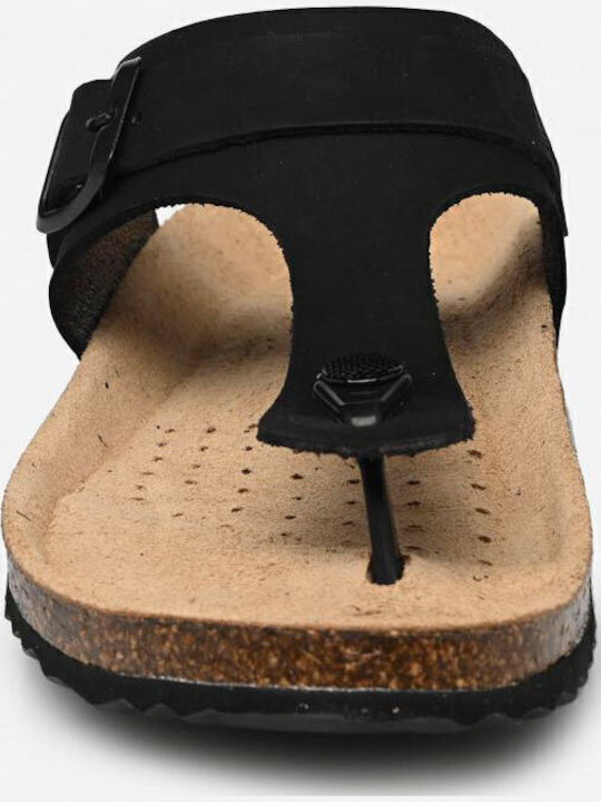 Brionia Leather Women's Flat Sandals Anatomic in Black Color