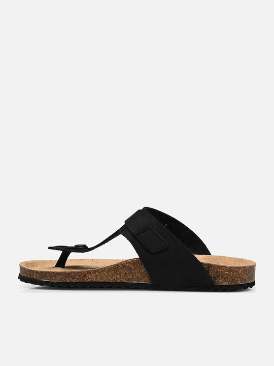 Brionia Leather Women's Flat Sandals Anatomic in Black Color