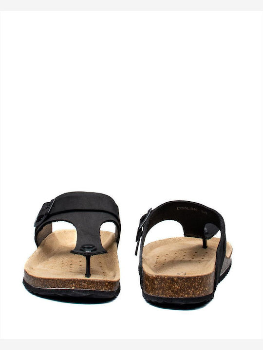 Brionia Leather Women's Flat Sandals Anatomic in Black Color