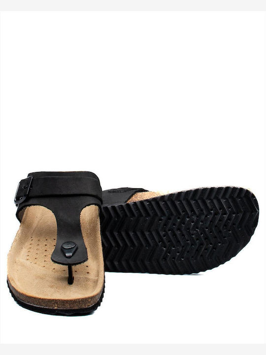 Brionia Leather Women's Flat Sandals Anatomic in Black Color