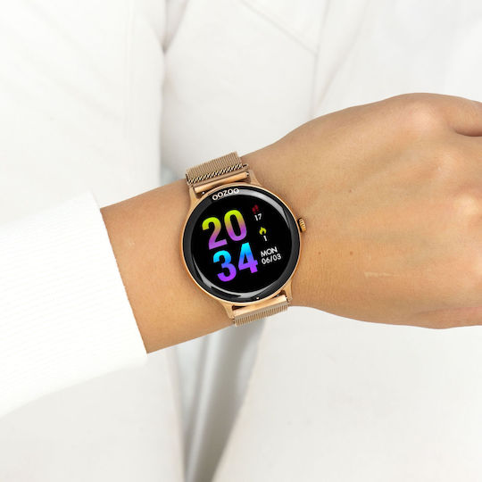 Oozoo Q00138 45mm Smartwatch με Παλμογράφο (Ροζ Χρυσό)