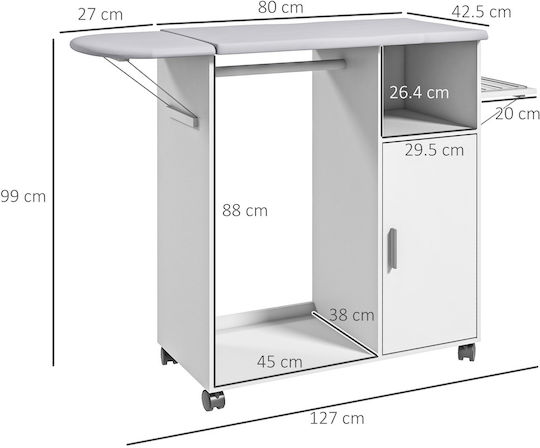 HomCom Σιδερώστρα για Σίδερο Ατμού Λευκό 107x42.5x99cm
