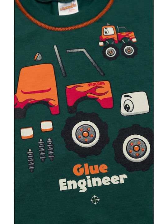 Minerva Kinder Schlafanzug Winterlich Grün Engineer