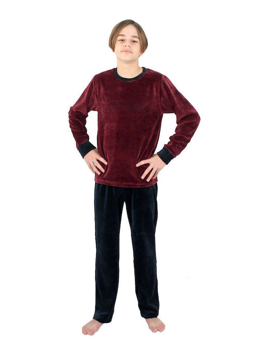 Galaxy Kids Pyjamas Winter Velvet Burgundy