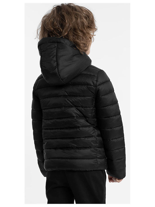 Down Kids Quilted Short Hooded Jacket Black