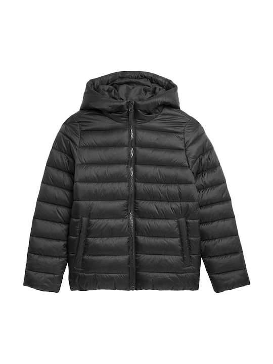 Down Kids Quilted Short Hooded Jacket Black