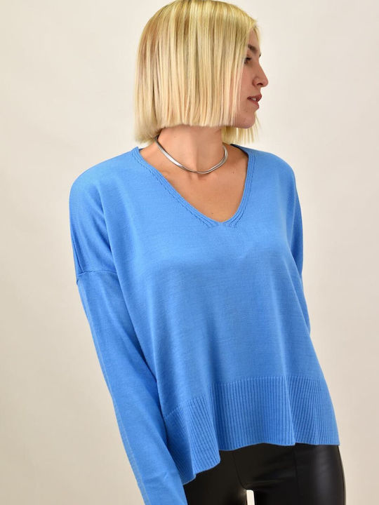 Potre Women's Long Sleeve Sweater Blue